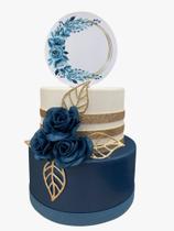 Bolo fake azul floral