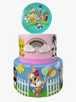 Bolo fake baby looney tunes rosa
