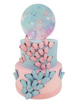Bolo fake borboletas rosa e azul Bolo fake borboletas rosa e azul