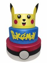 Bolo Fake Cenográfico Pokemon Festa Aniversário Decoração Bolo Fake Cenográfico Pokemon Festa Aniversário Decoração