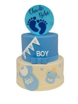 Bolo fake chá bebê azul Bolo fake chá bebê azul