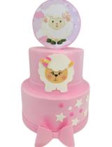 Bolo fake chá bebe ovelhinha rosa Bolo fake chá bebe ovelhinha rosa