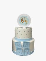 Bolo fake chá de bebê azul Bolo fake chá de bebê azul