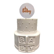 Bolo fake chá de bebê branco Bolo fake chá de bebê branco