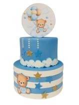 Bolo fake chá de bebê ursinho aquarela Bolo fake chá de bebê ursinho aquarela