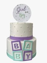 Bolo fake chá de bebê verde e lilás Bolo fake chá de bebê verde e lilás