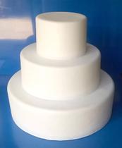 Bolo Fake De Isopor Revestido Com Eva Branco, 3And. 40X30X20.