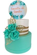 Bolo Fake Floral Verde Água