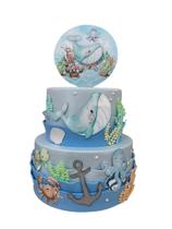 Bolo Fake Fundo do Mar Aquarela Bolo Fake Fundo do Mar Aquarela