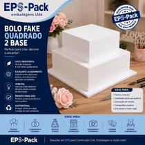Bolo Fake Isopor Kit 2 Bases Quadradas 15 e 20x10cm 2F EPS-Pack Bolo Fake Isopor Kit 2 Bases Quadradas 15 e 20x10cm 2F EPS-Pack