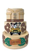 Bolo fake minnie e mickey safari 3 andares
