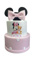 Bolo fake minnie laço baby rosa