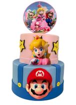 Bolo fake princesa peach e mario bros