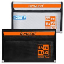 Bolsa à prova de fogo QLYNUDO Small 9,5 x 5,8 polegadas, 4200 F, pacote com 2