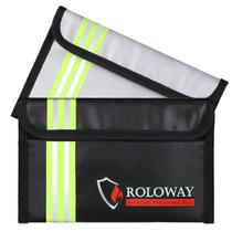 Bolsa à prova de fogo ROLOWAY pequena (13 x 20 cm) com faixa reflexiva, pacote com 2