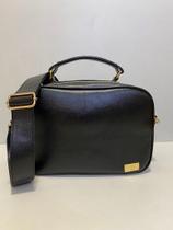 Bolsa a tiracolo mini baú caprina preta