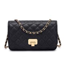 Bolsa acolchoada HAKSIM, bolsa tiracolo feminina preta com treliça Bolsa acolchoada HAKSIM, bolsa tiracolo feminina preta com treliça