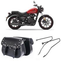 Bolsa Alforge Custom Com Cravos 18 Litros + Afastador Royal Enfield Meteor 350 Bolsa Alforge Custom Com Cravos 18 Litros + Afastador Royal Enfield Meteor 350