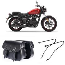 Bolsa Alforge Lateral Moto Custom 18 Litros + Afastador Royal Enfield Meteor 350