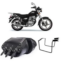 Bolsa Alforge Mala Baú 3 Fivelas Cravos 32L Afastador Suporte Haojue Chopper Road 150