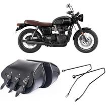 Bolsa Alforge Mala Baú Moto Custom 32L Afastador Suporte Triumph Bonneville T120