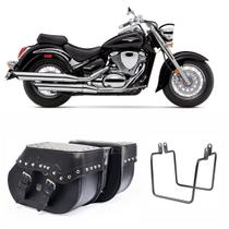 Bolsa Alforge Moto Custom 30 Litros Cravo + Afastador Suzuki Boulevard M 800 M 1500 Bolsa Alforge Moto Custom 30 Litros Cravo + Afastador Suzuki Boulevard M 800 M 1500