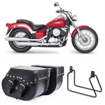 Bolsa Alforge Moto Custom 30 Litros Cravo Com Afastador Yamaha Drag Star 650