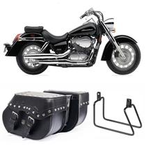 Bolsa Alforge Para Moto Custom 30L Cravo + Afastador Honda 750 Shadow 2011 2012 2013 2014 Bolsa Alforge Para Moto Custom 30L Cravo + Afastador Honda 750 Shadow 2011 2012 2013 2014