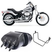 Bolsa Alforge Para Moto Custom 32 Litros + Afastador Harley Davidson Softail STD FX Bolsa Alforge Para Moto Custom 32 Litros + Afastador Harley Davidson Softail STD FX
