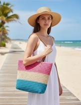 Bolsa Alice Palucci Palha Alça Dupla Tricolor