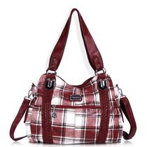Bolsa Angel Barcelo Roomy Fashion Hobo em couro vermelho lavado