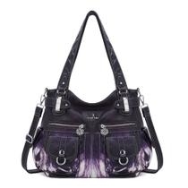 Bolsa Angelkiss Designer Lavada em Couro PU roxo-Z Bolsa Angelkiss Designer Lavada em Couro PU roxo-Z