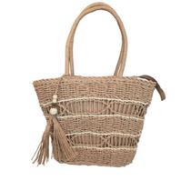 Bolsa Artesanal de palha com borla, ombro, bolsa de praia, bolsa versátil de grande capacidade