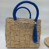 Bolsa Artesanal de Palha Moda Praia Forro de Cetim Tendência