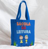 Bolsa Artesanal de Tecido Sacola de Leitura Azul Crianças Bolsa Artesanal de Tecido Sacola de Leitura Azul Crianças