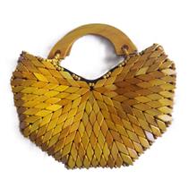 Bolsa Artesanal Losango Madeira Amarela, Meia Lua, Corte V