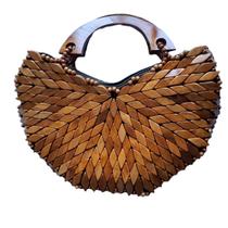 Bolsa Artesanal Losango Madeira Caramelo, Meia Lua, Corte V