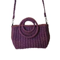 Bolsa Artesanal Praia Forrada Meia Lua Retangular Verão Roxo Bolsa Artesanal Praia Forrada Meia Lua Retangular Verão Roxo