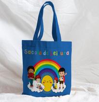 Bolsa Artesanal Sacola de Leitura em Tecido Crianças Felizes - Core Decore