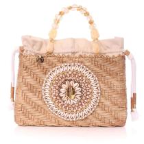 Bolsa Bag em Palha Buzios Bordada a Mão Luxo Theron Oficial