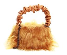 Bolsa bag pelo chumbo transversal c/ alça de couro e metal
