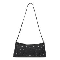 Bolsa Baguete Couro Tachas Preta