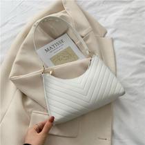Bolsa Baguete Pequena de Ombro/Mão Alça Curta bordada V
