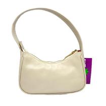 Bolsa Baguete Pequena de Ombro Off White em Couro