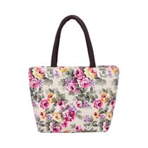 Bolsa Balde de Lona com Estampa Floral - Bolsa de Compras Durável para Mulheres