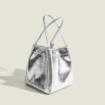 Bolsa Balde Feminina Prateada - Elegante, Simples e Portátil (Lancheira) - Estilo Ocidental 2024