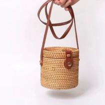 Bolsa Bambu Artesanal Tiracolo Transversal Moda Feminina Praia Rústica Redonda Retangular Balde