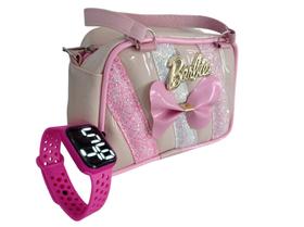 Bolsa Barbie Com Alça Rosa Reloginho Digital Rosa