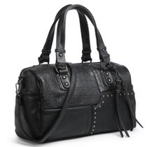 Bolsa Barrel Dasein Soft Vegan Leather Feminina Preta