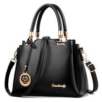 Bolsa Baú Grande Feminina Elegante De Mão E Alça Transversal COR: PRETO Bolsa Baú Grande Feminina Elegante De Mão E Alça Transversal COR: PRETO